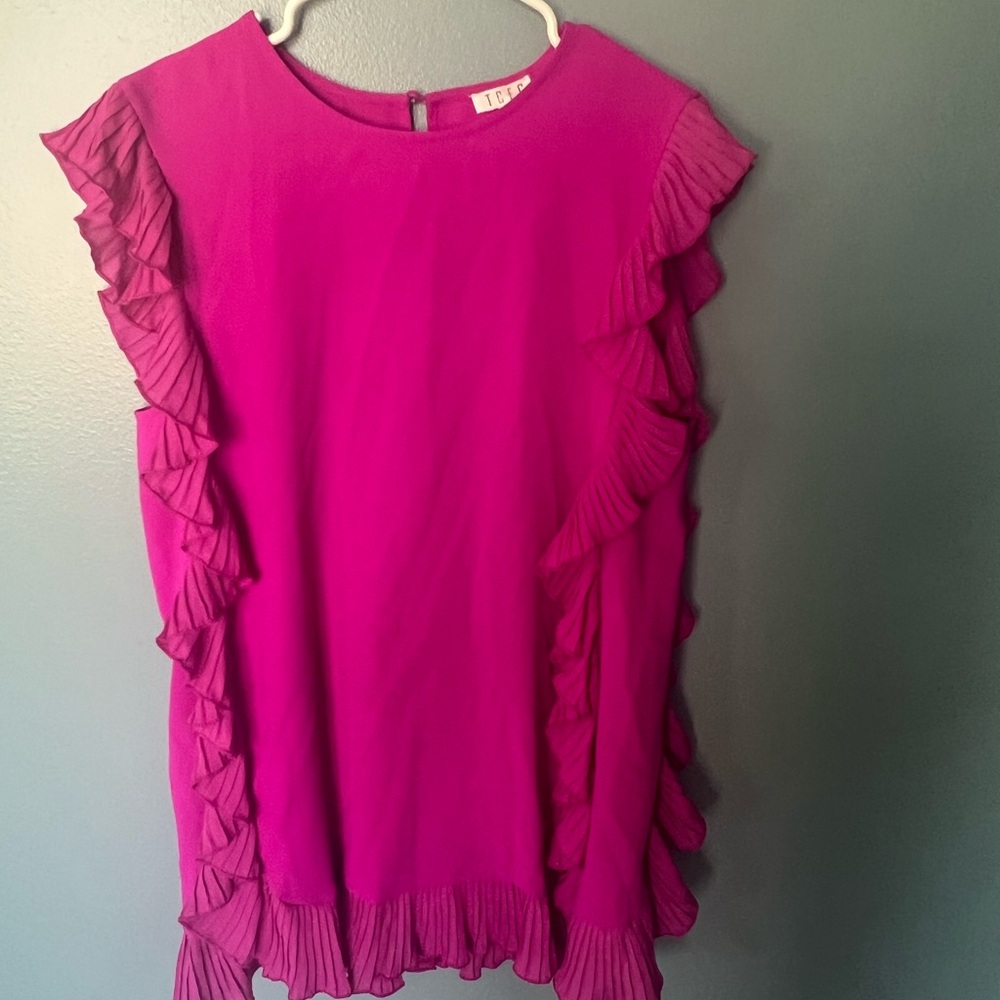 Pink Ruffle Sleeve Women's Top